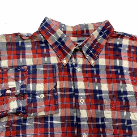 Barbour Button Shirt 2XL Regular Fit Red Blue White Plaid Mens - Picture 3 of 5